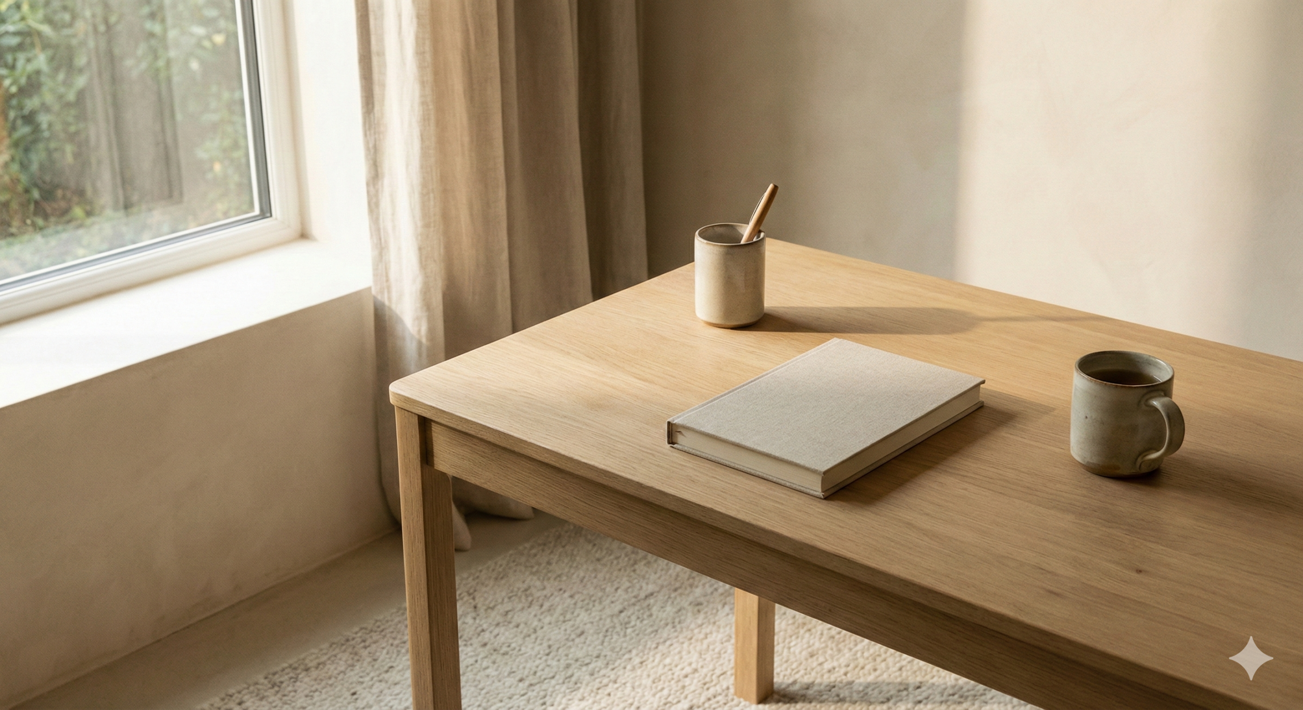 A calm workspace or contemplative scene